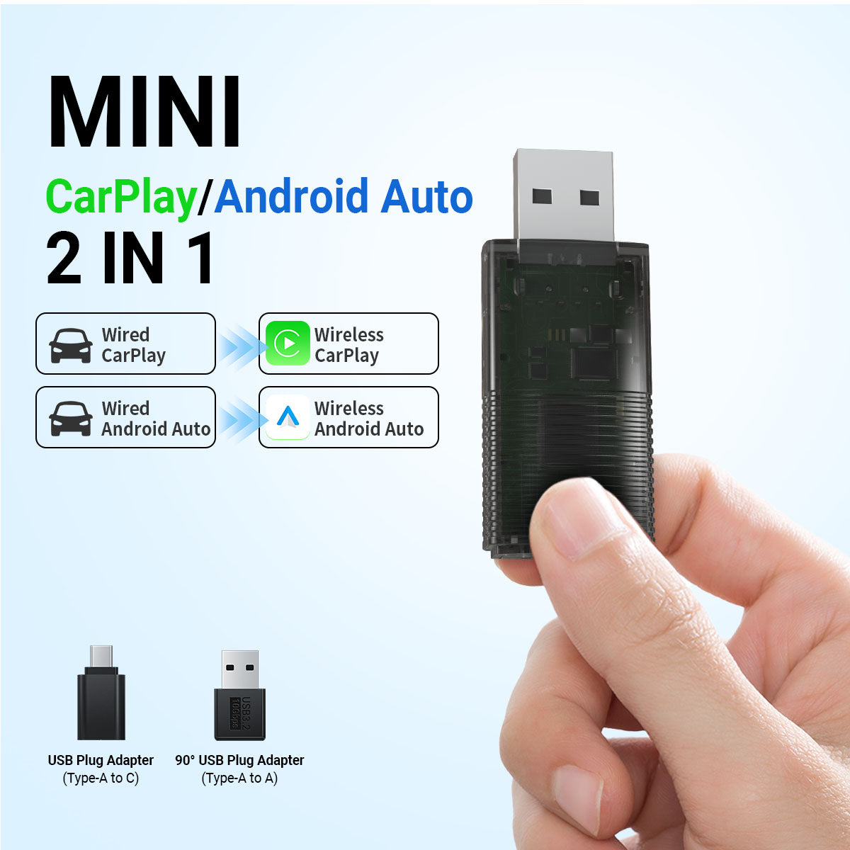 AutoLink™ – Mini Kabelloser CarPlay/Android Auto 2-in-1 Adapter